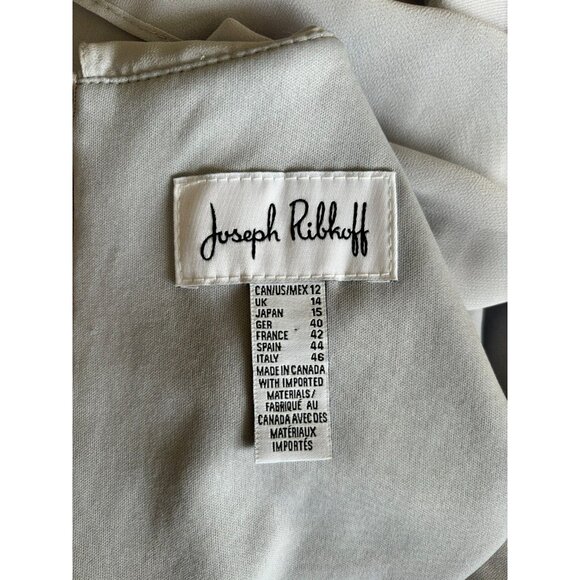 JOSEPH RIBKOFF Dress Size 12 Grey Frost Layered Shoulder Fabric Midi Lined Gray - Picture 4 of 8